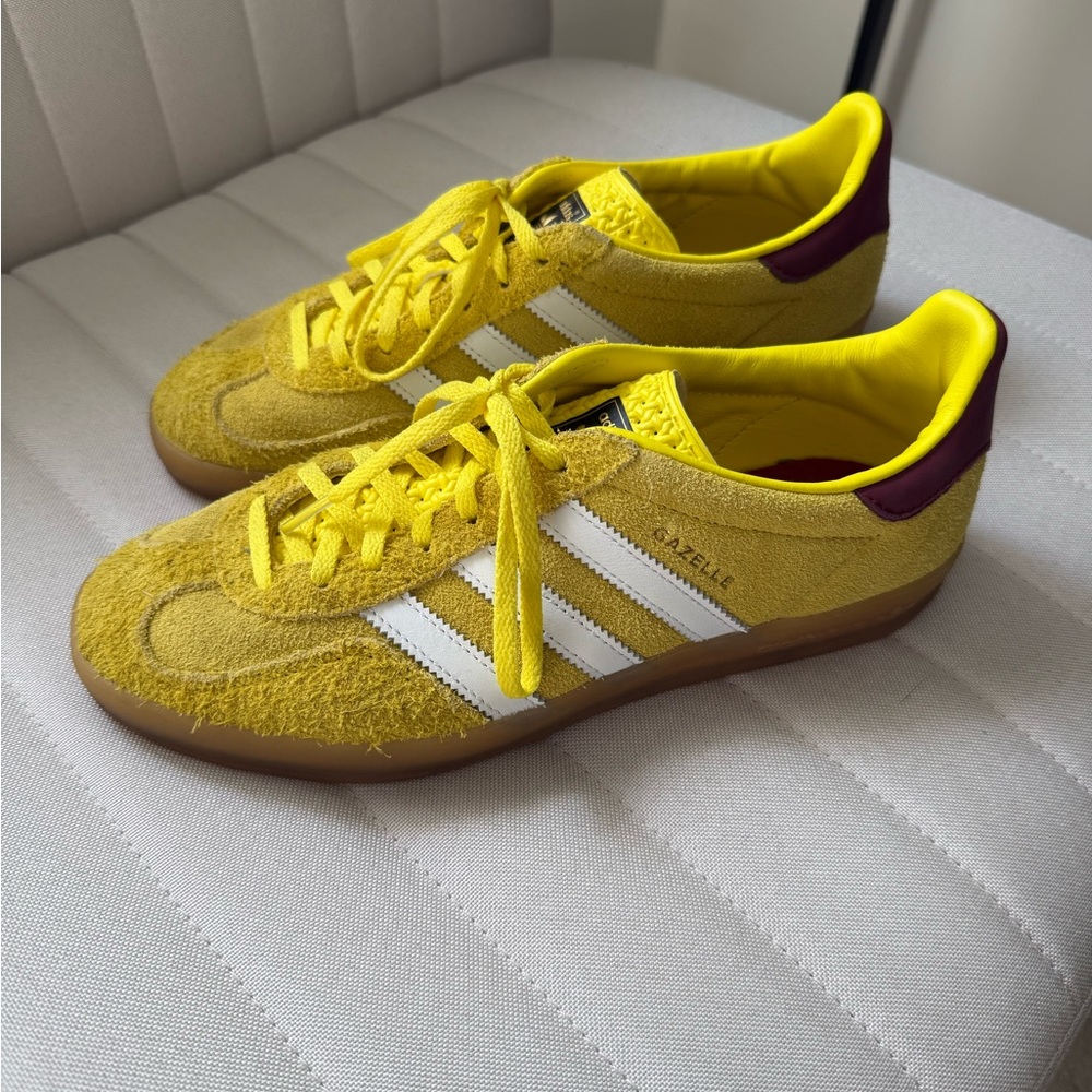 Adidas Gazelle Yellow Sneakers with White Stripes